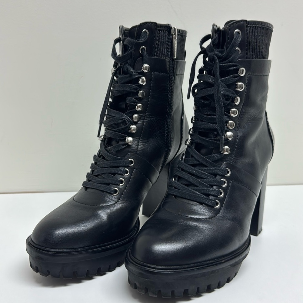 Used, Vince Camuto Lug Heel Boots, Black, Size 8